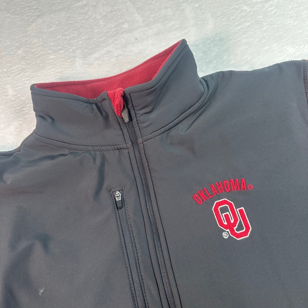 Oklahoma Sooners Mens XL Colosseum Athletics Red‎ Gray Fleece Full Zip Jacket